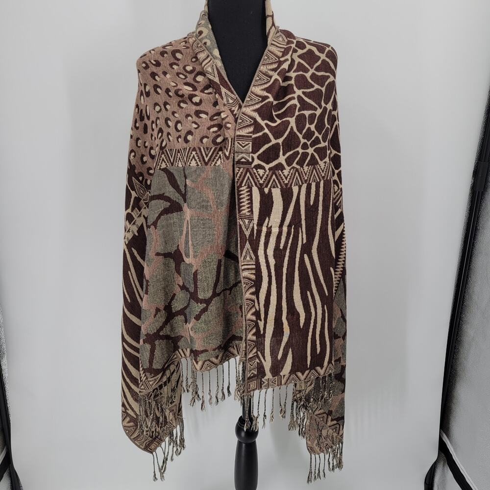 Collection eighteen animal print brown long scarf